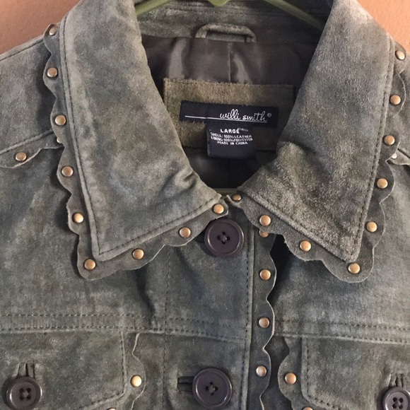 Army green bomber suede jacket - Picture 2 of 8